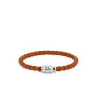 Bracelet à 3 anneaux de la collection Meisterstück en acier et en cuir rouille