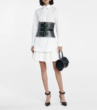 Chemise cintrée et plissée en popeline japonaise - Blanc Neige