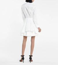 Chemise cintrée et plissée en popeline japonaise - Blanc Neige