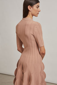 Robe polo festonnée en maille - Chair