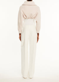 Wool and cashmere zip-neck jumper - Powder