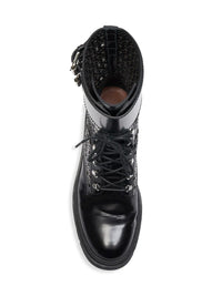 Bottines lacées et ajourées en cuir - Noir