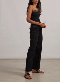 Lace-up gabardine trousers - Black intense