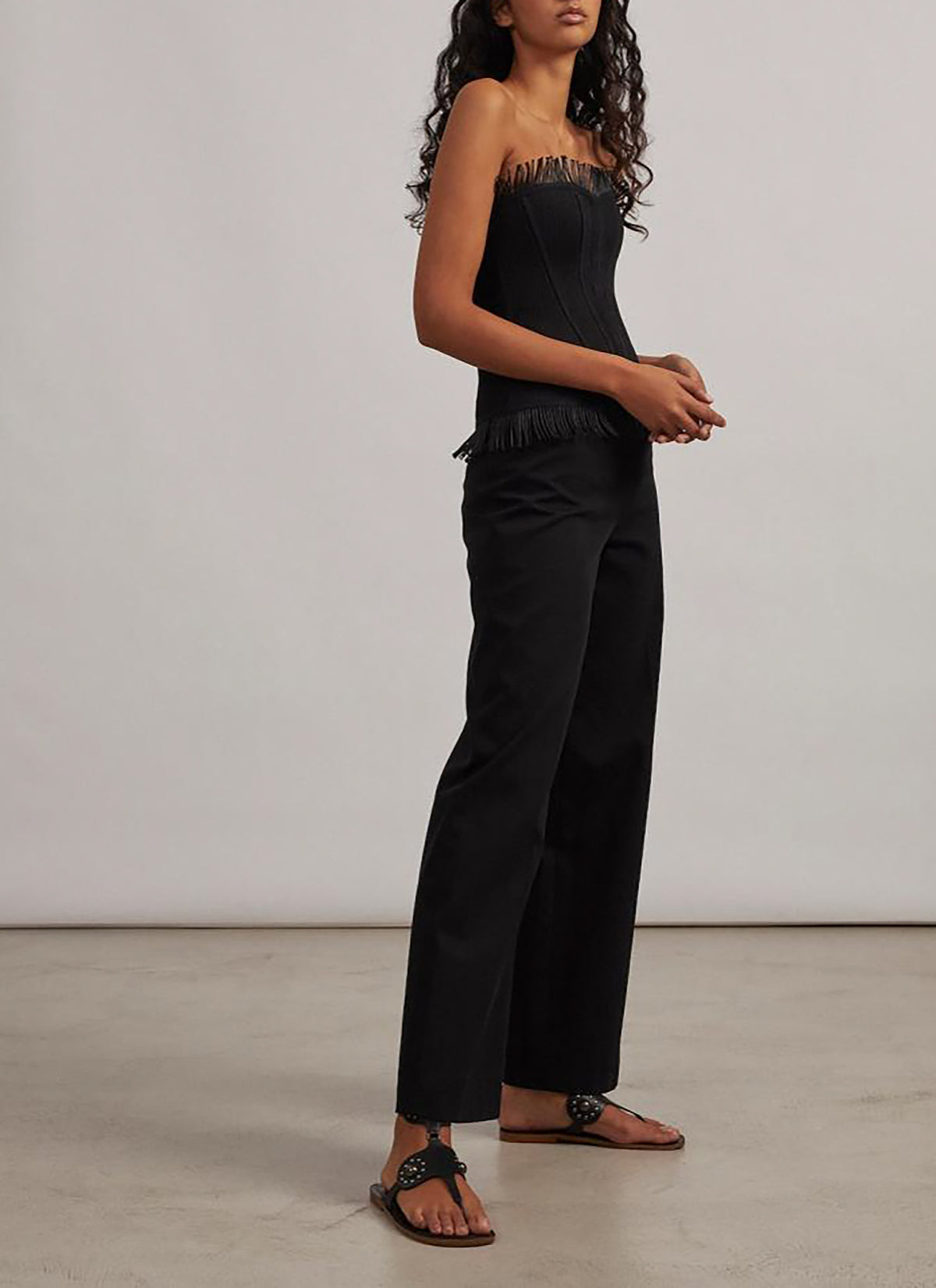 Lace-up gabardine trousers - Black intense