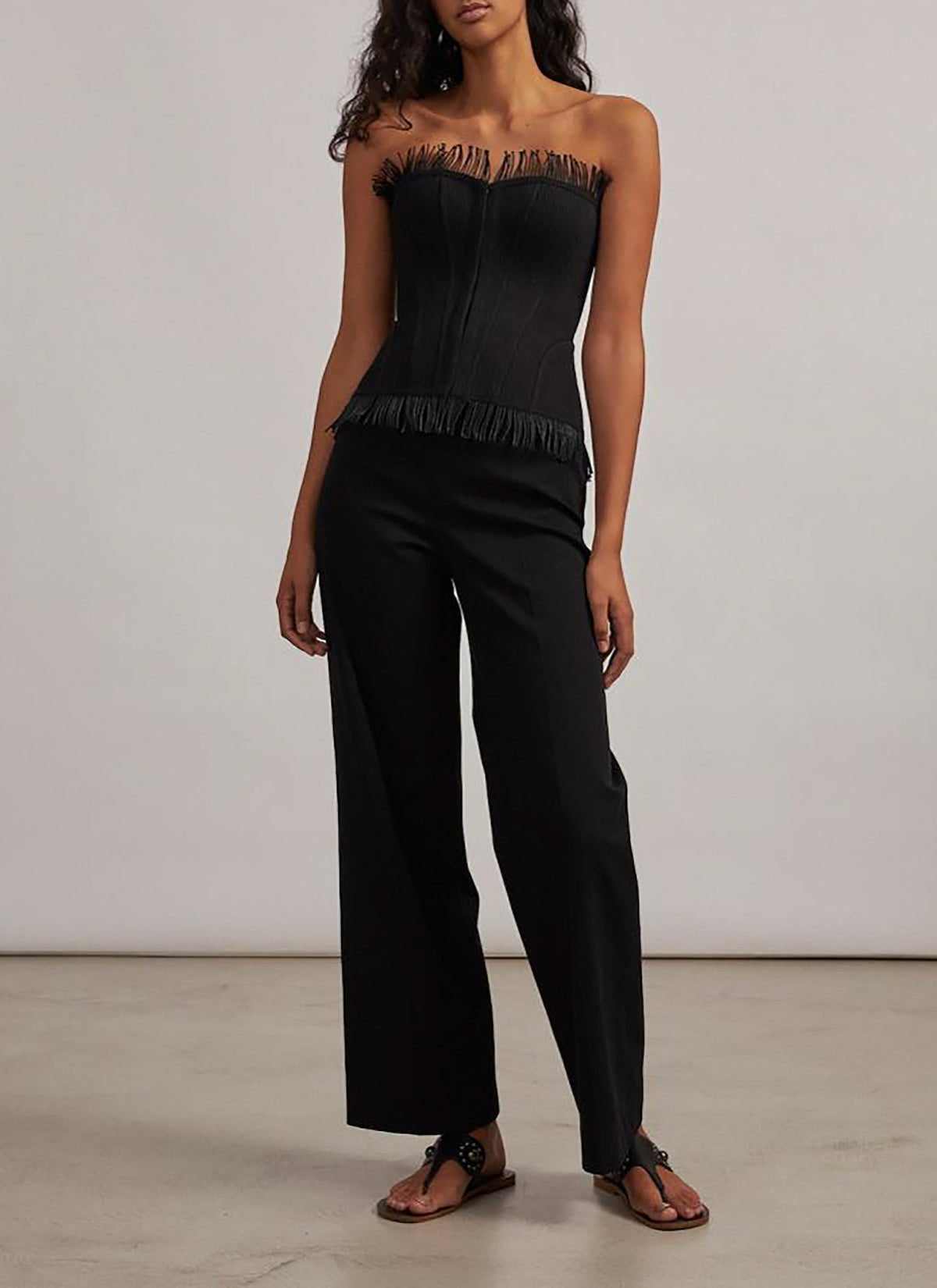 Lace-up gabardine trousers - Black intense