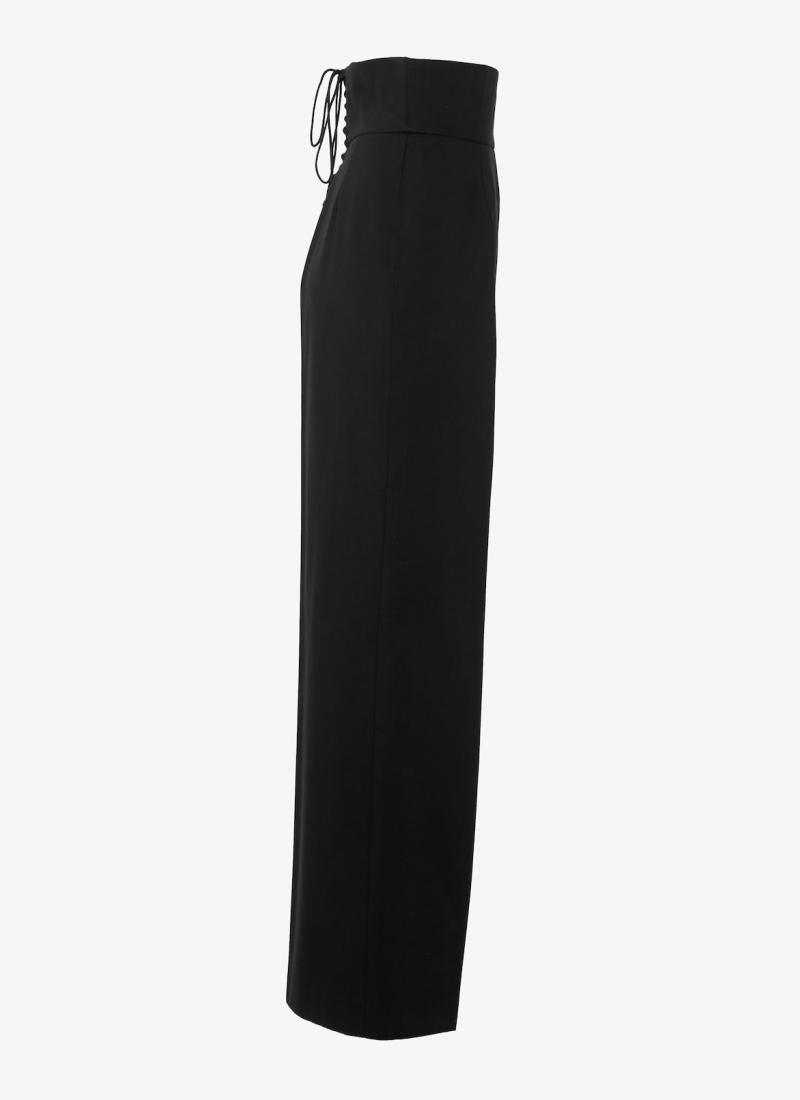 Lace-up gabardine trousers - Black intense