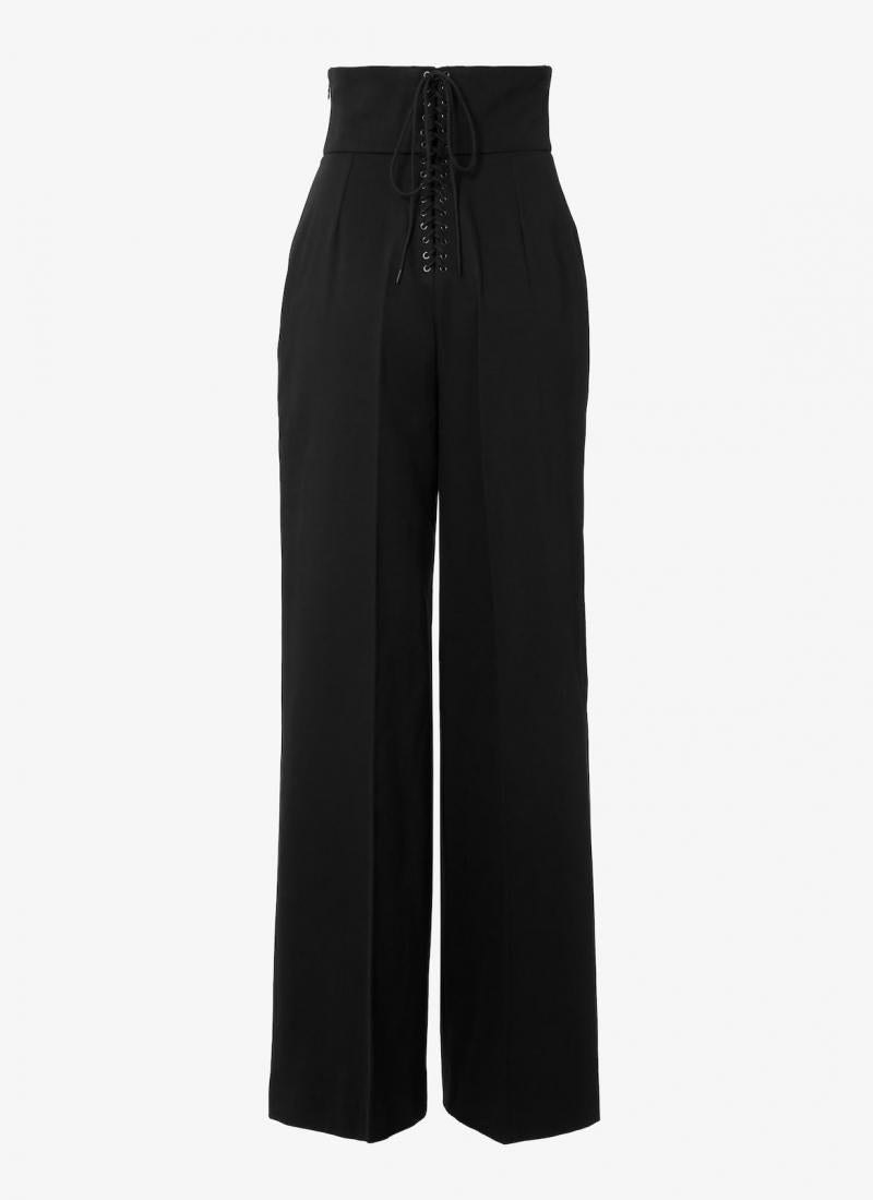 Lace-up gabardine trousers - Black intense