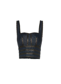 Bustier court en denim - Argent