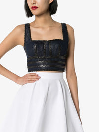 Bustier court en denim - Argent