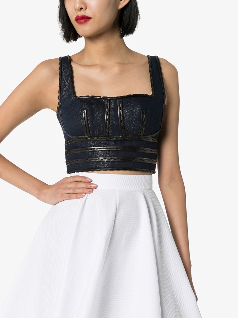 Bustier court en denim - Argent