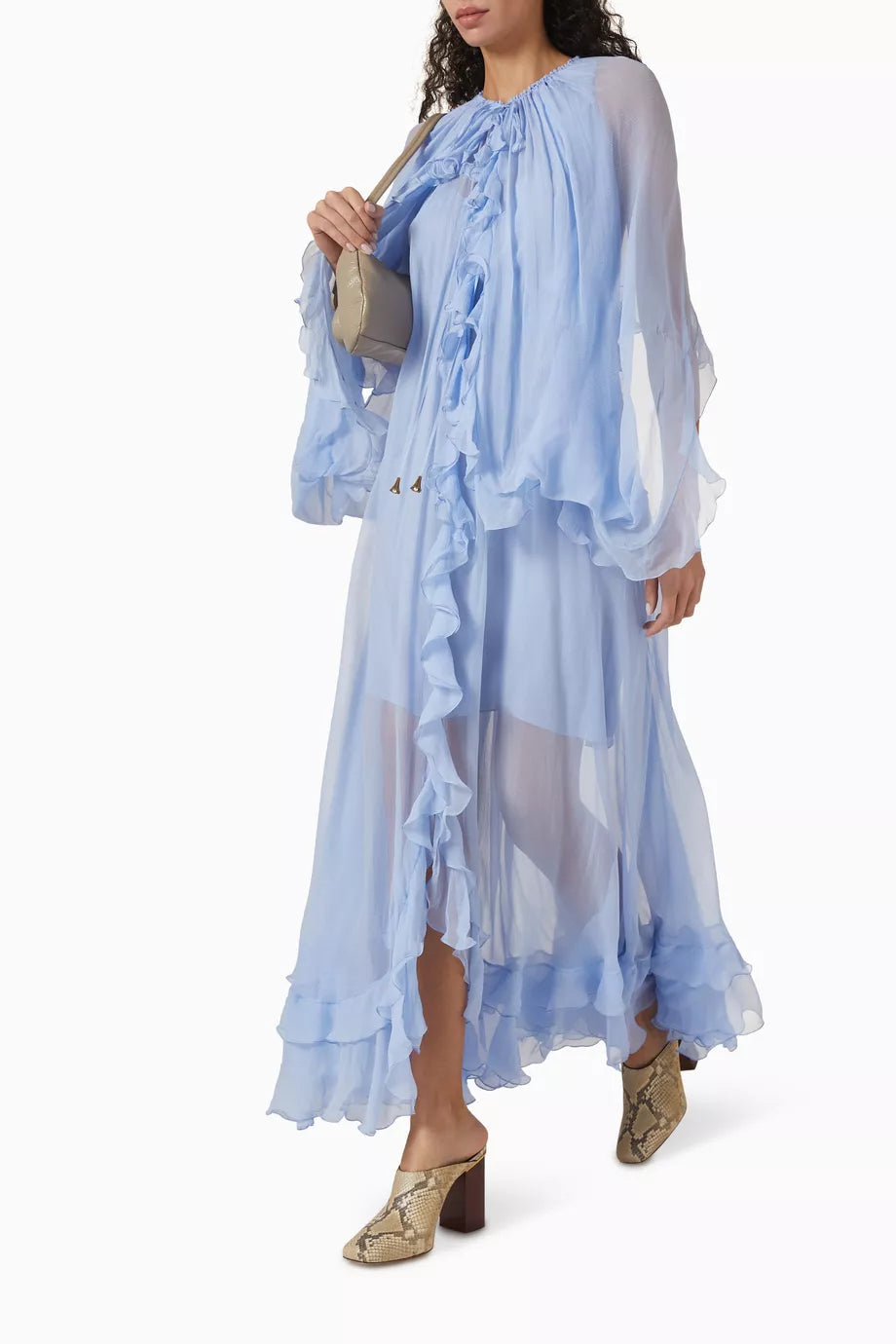 OK PORTE_Robe silhouette fluide en soie - Clay Pink