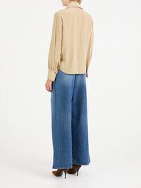 OK PORTE_Blouse col lavalière en soie - Iconic Milk