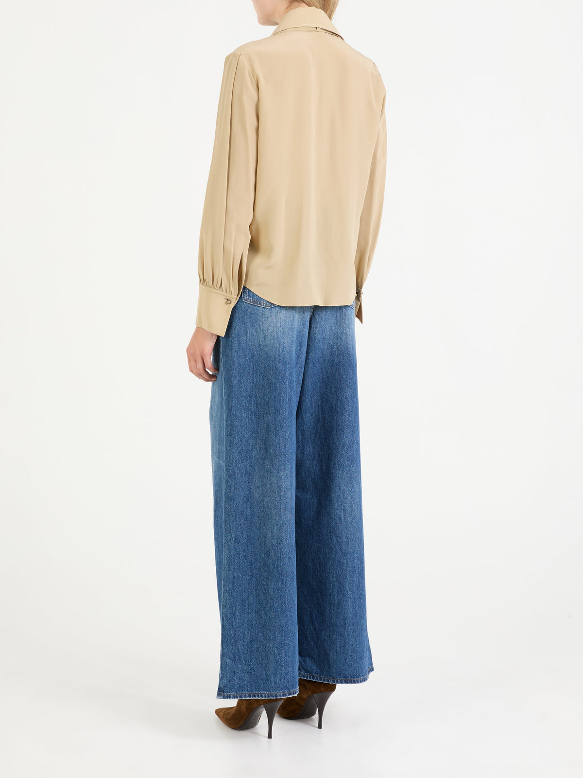 OK PORTE_Blouse col lavalière en soie - Iconic Milk