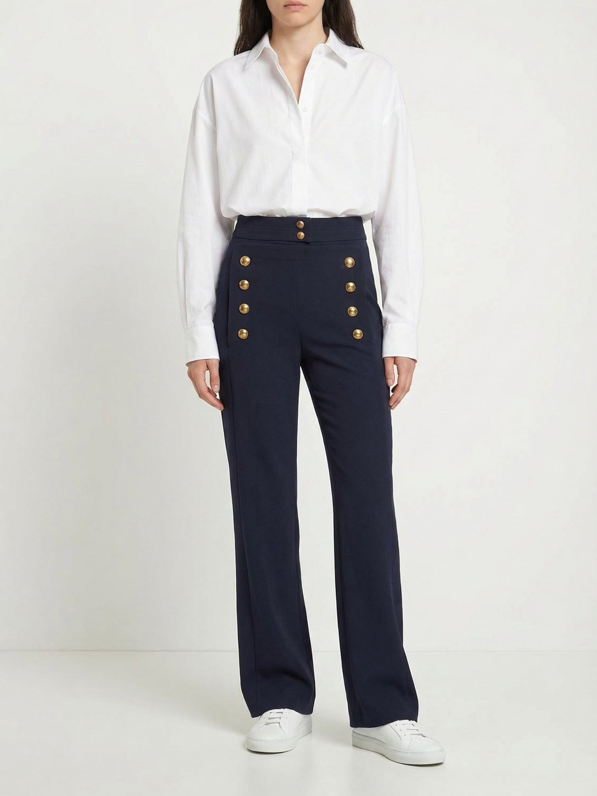OK PORTE_Pantalon officier à boutons - Iconic Navy