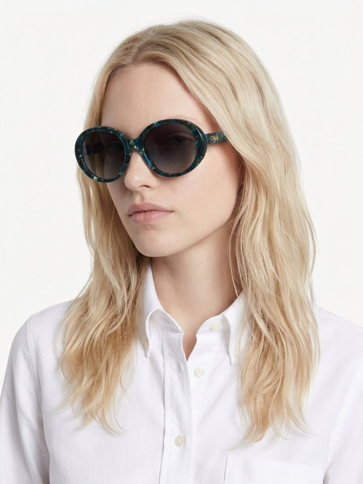 OK PORTE_Lunettes de soleil ovales Gayia - Turquoise Emerald