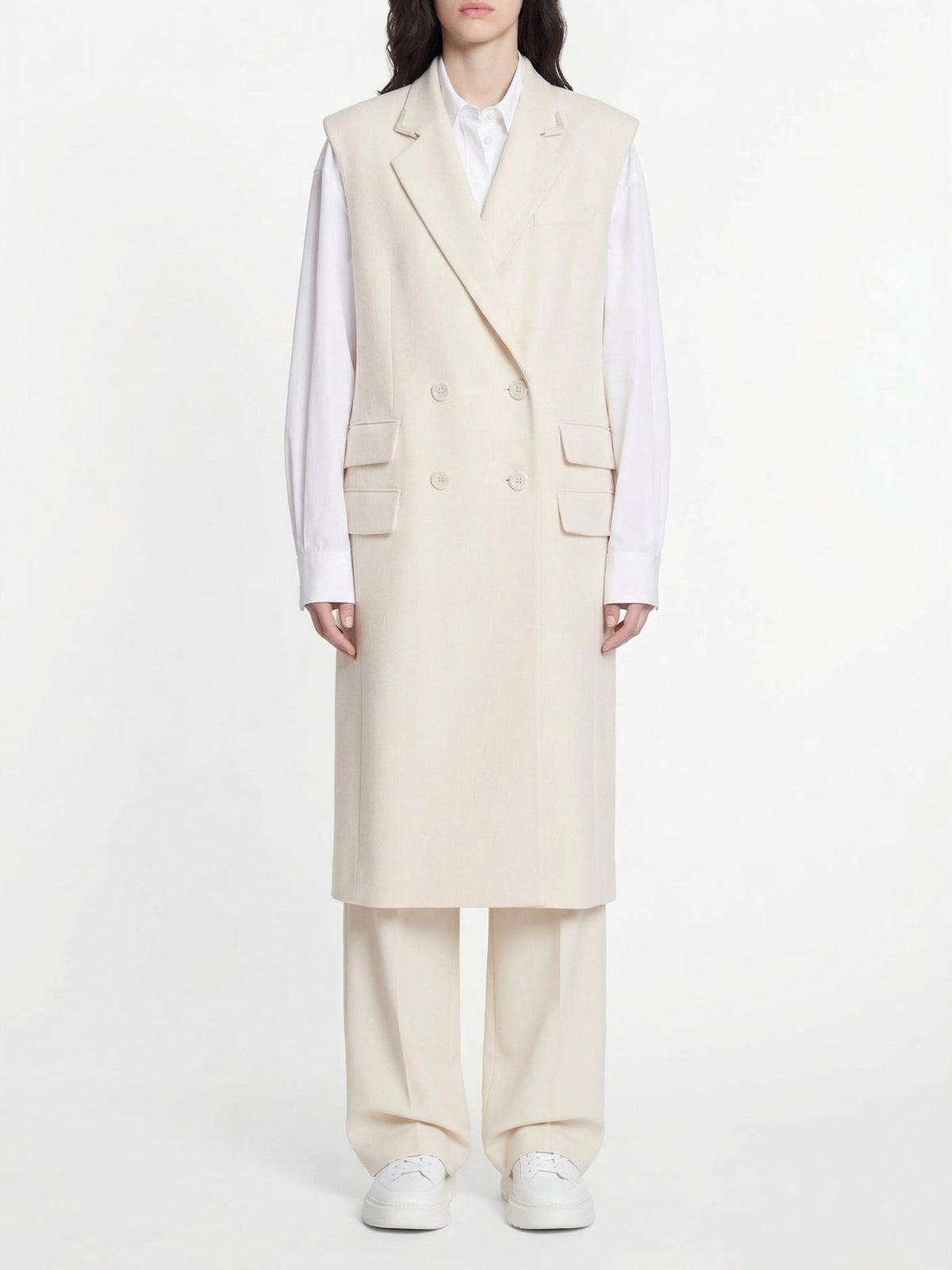 OK PORTE_Blazer long sans manches en lin - Coconut Milk