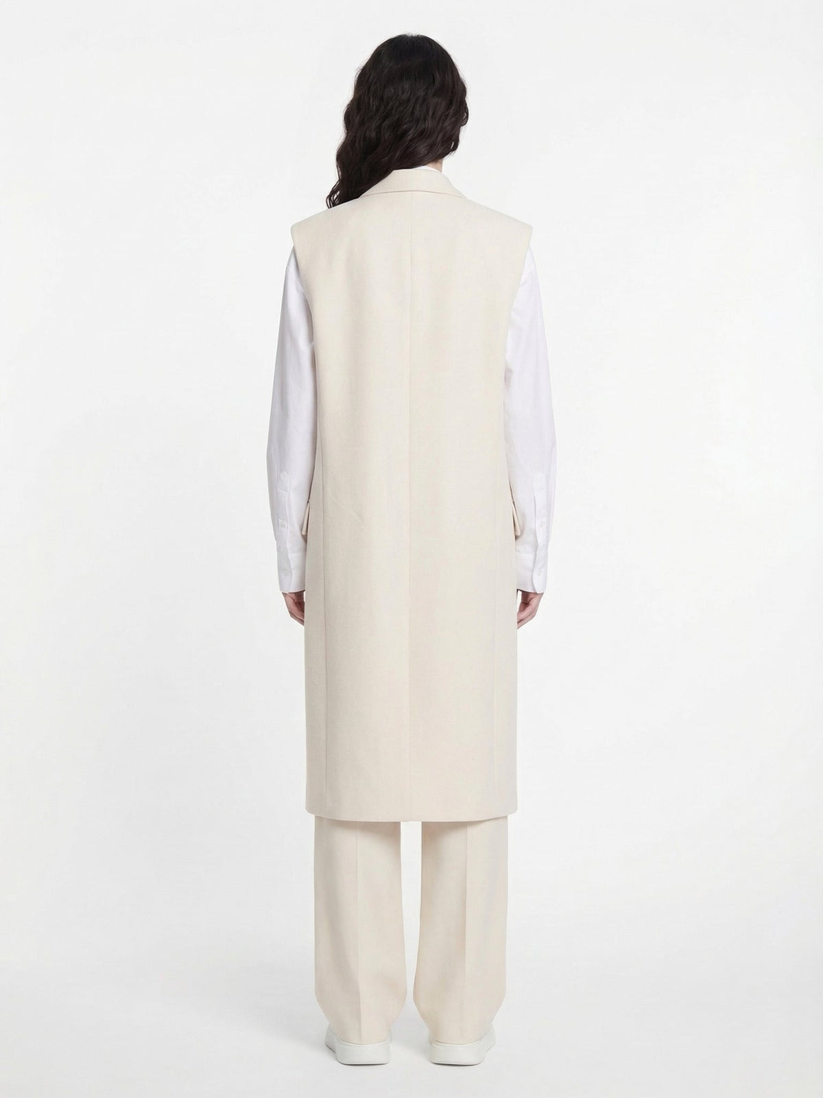 OK PORTE_Blazer long sans manches en lin - Coconut Milk