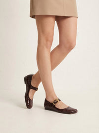 OK PORTE_Ballerines Polly en cuir - Sharp Brown