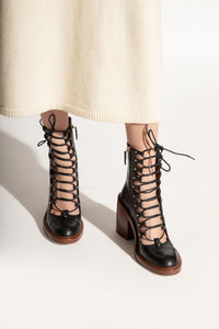 OK PORTE_Bottes May à lacets 90 en cuir - Black