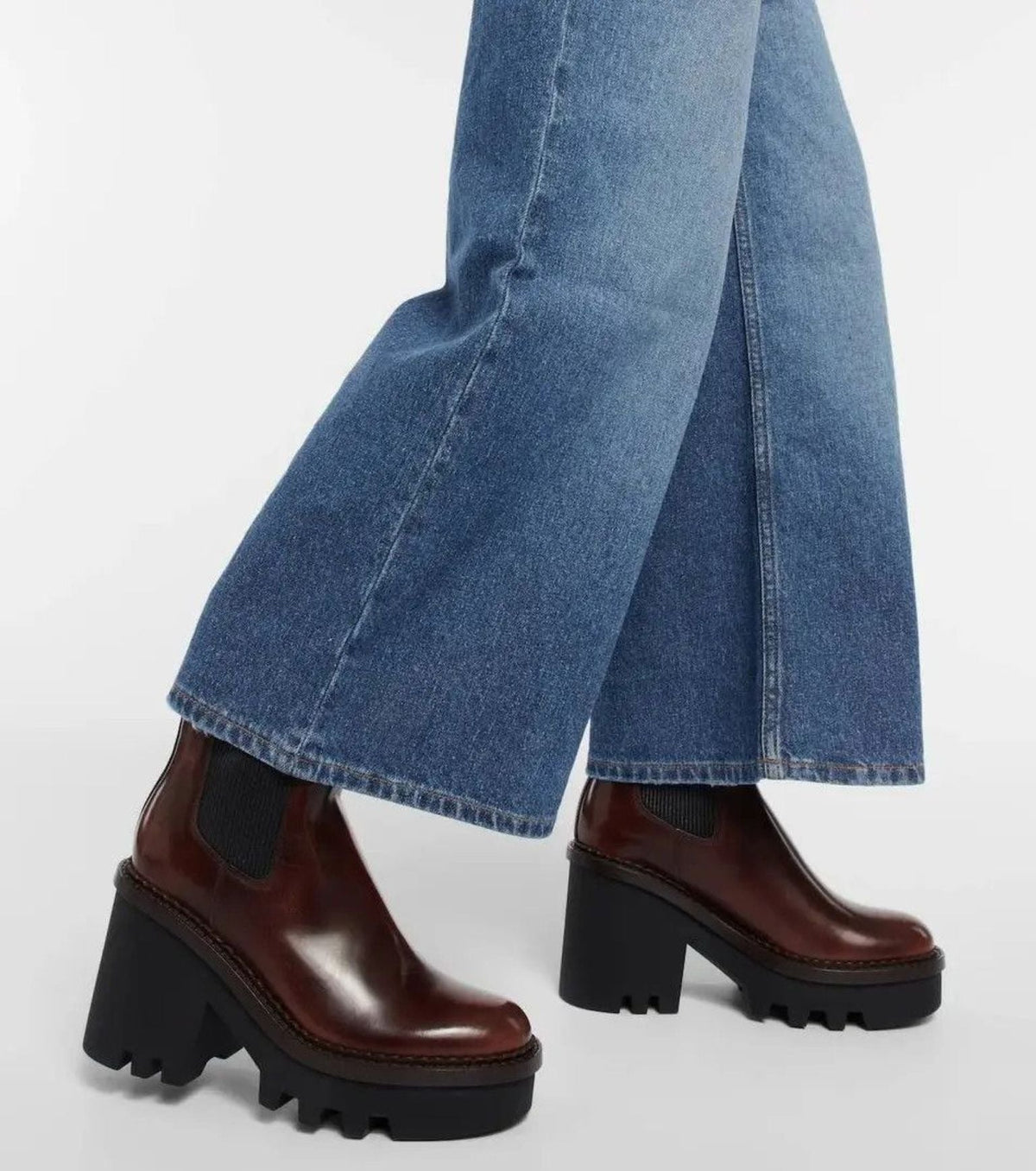 OK PORTE_Bottines chelsea Owena à talons 100 en cuir - Clay Brown