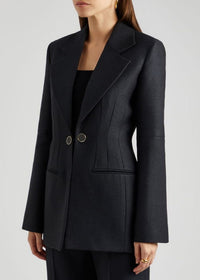 OK PORTE_Veste blindée en soie et laine - Black