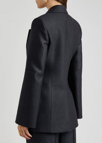OK PORTE_Veste blindée en soie et laine - Black
