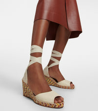 OK PORTE_Sandales espadrilles compensées Piia en cuir - Eggshell