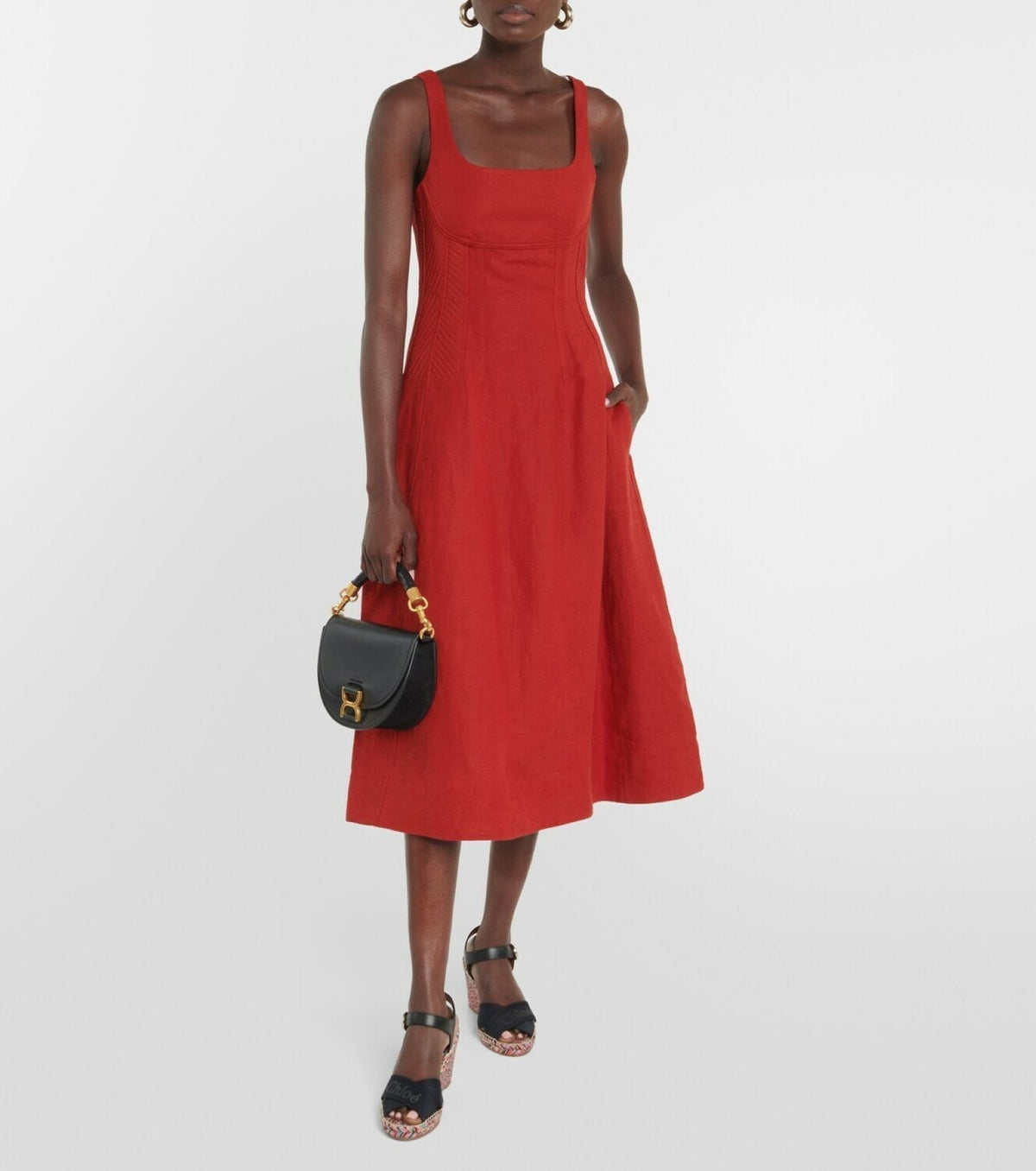 OK PORTE_Robe verticale en lin - Peppery Red