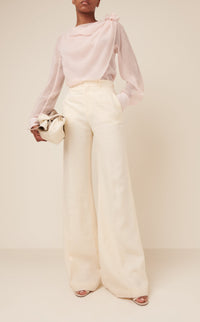 OK PORTE_Pantalon vertical en lin - Coconut Milk