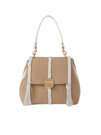 NO PORTE_Sac à bandoulière Penelope en lin - White