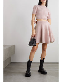 Flared skirt in plain wool - Mottled blue & White