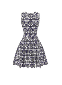 Robe sans manches Eden en laine - Blanc & Bleu