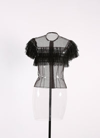 Tulle sleeveless shirt - Black