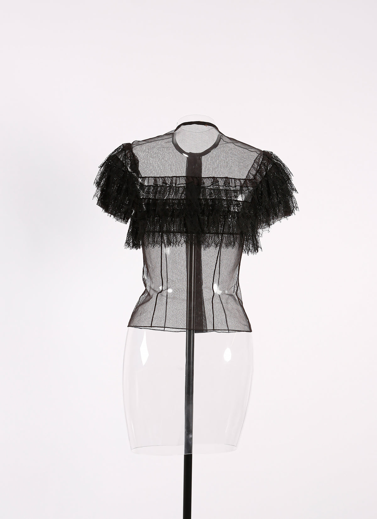 Tulle sleeveless shirt - Black