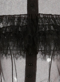 Tulle sleeveless shirt - Black