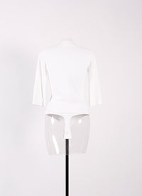 3/4 sleeve V-neck bodysuit - White