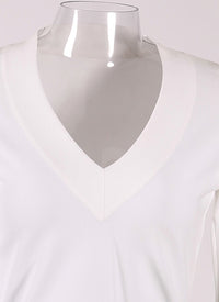 3/4 sleeve V-neck bodysuit - White