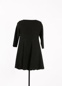 Long-sleeved baby-doll quilted dress - Black