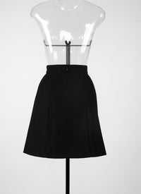 Jupe zippée en laine - Noir