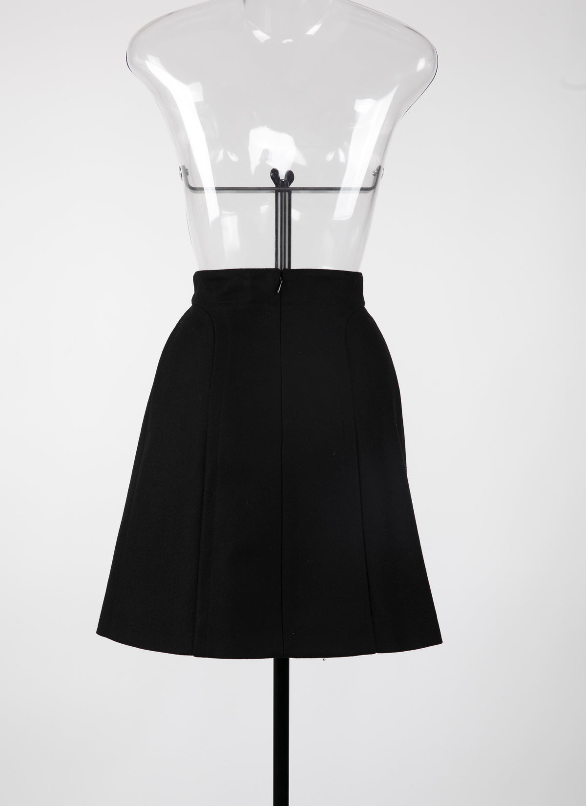 Jupe zippée en laine - Noir