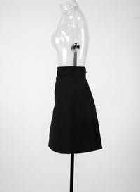 Jupe zippée en laine - Noir