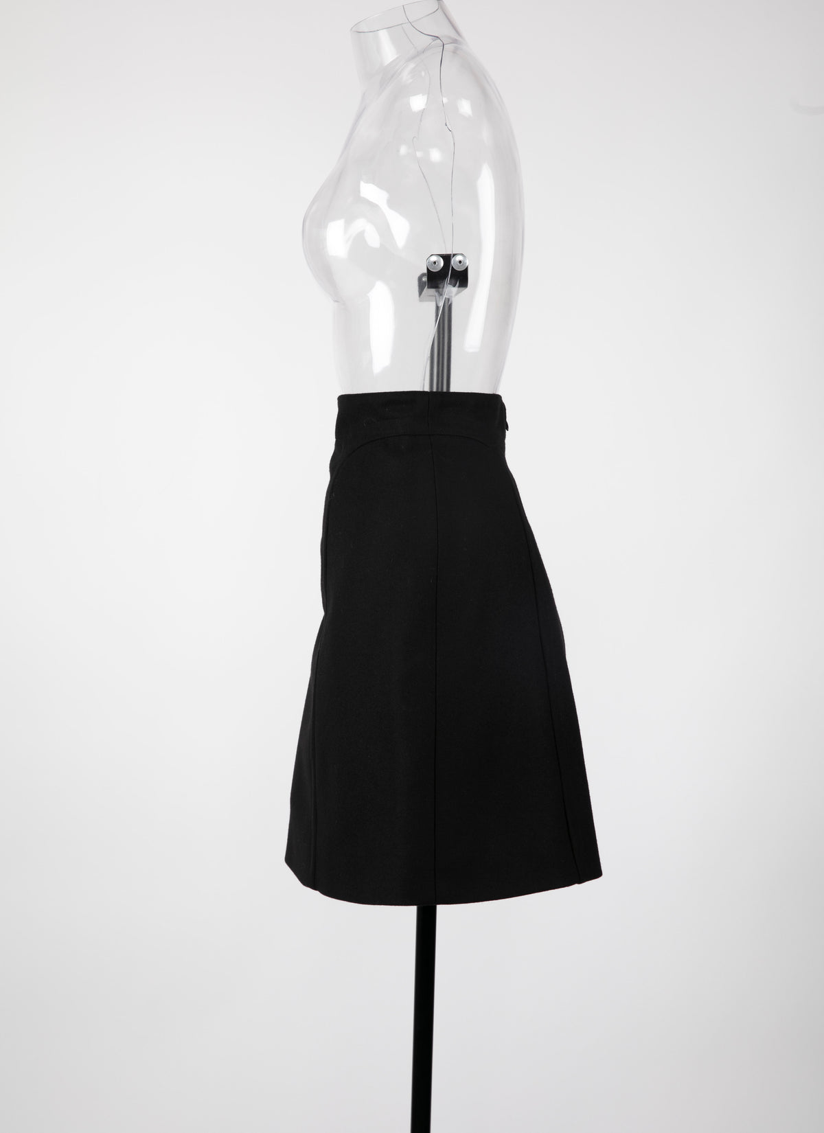 Jupe zippée en laine - Noir