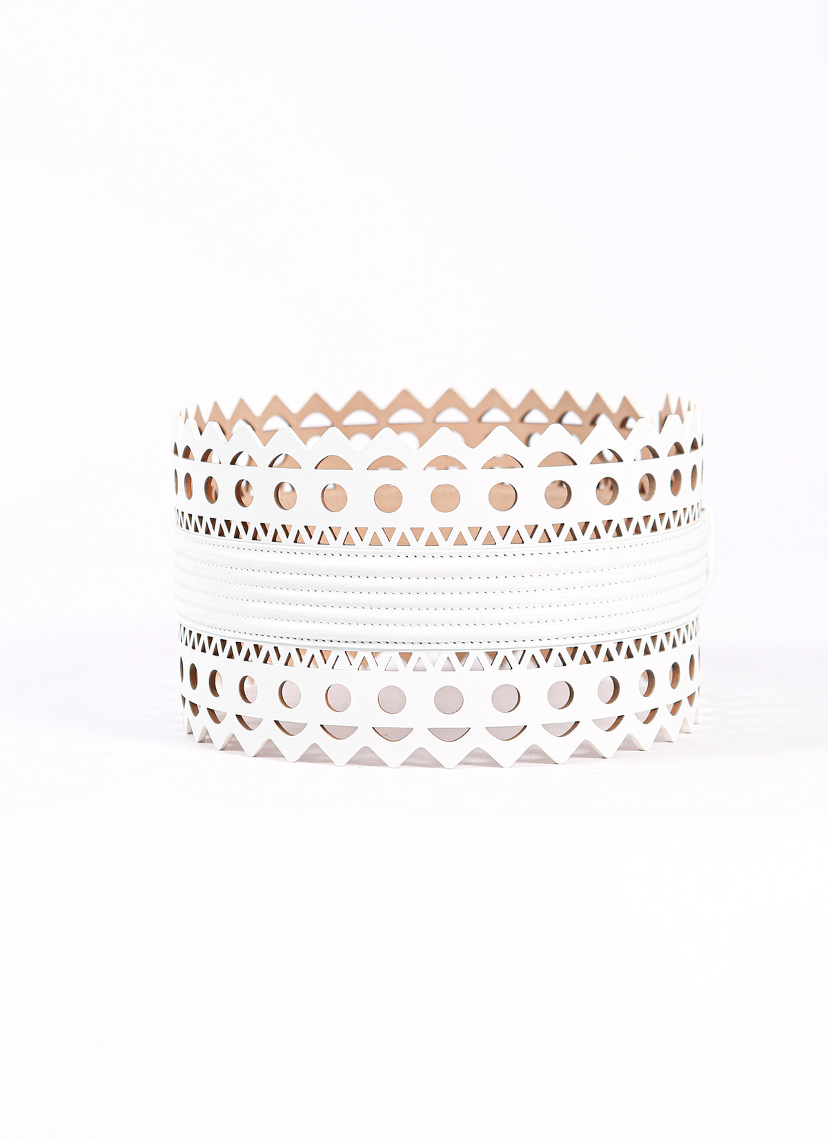 Ceinture ajourée en cuir - Blanc Optique