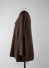 Pull à manches longues en maille - Chocolat