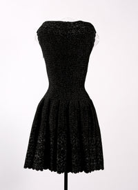 Patio knitted sleeveless dress with closed collar - Black & Silver
