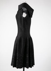 Patio knitted sleeveless dress with closed collar - Black & Silver