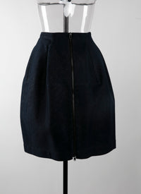 Jupe boule en denim - Bleu & Argent