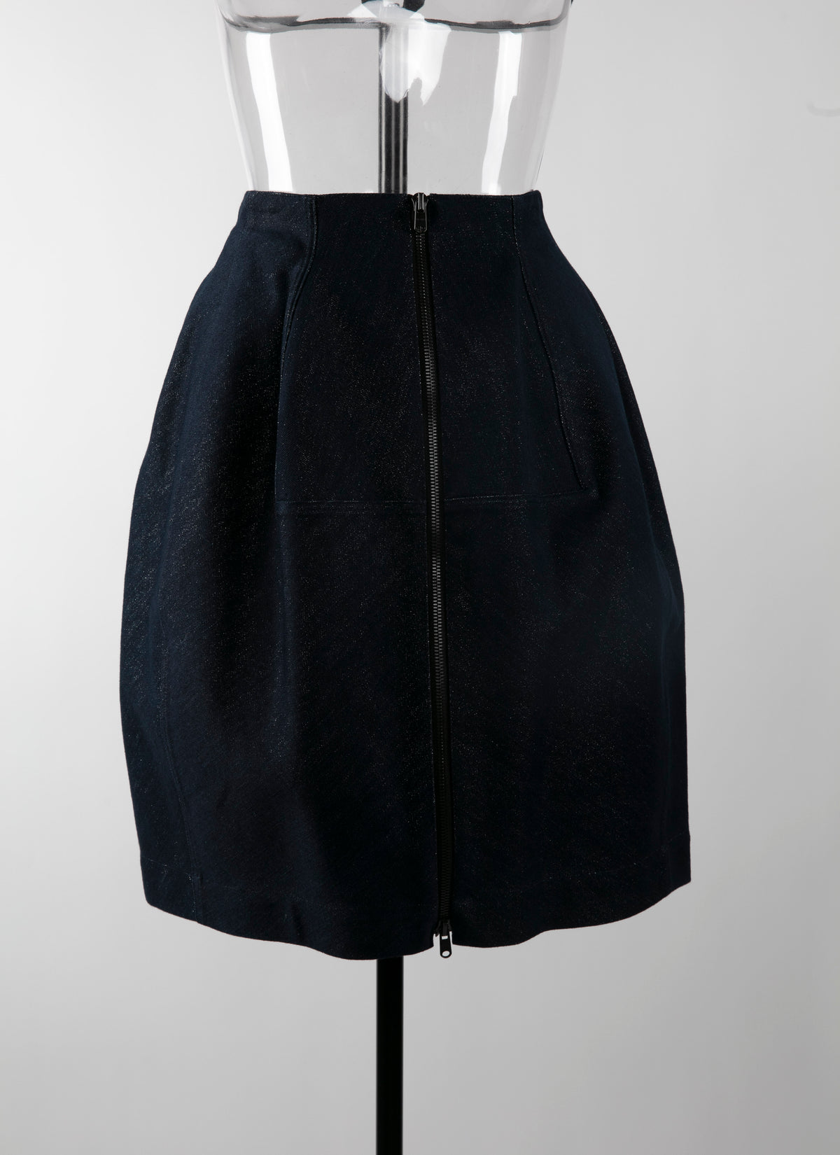 Jupe boule en denim - Bleu & Argent