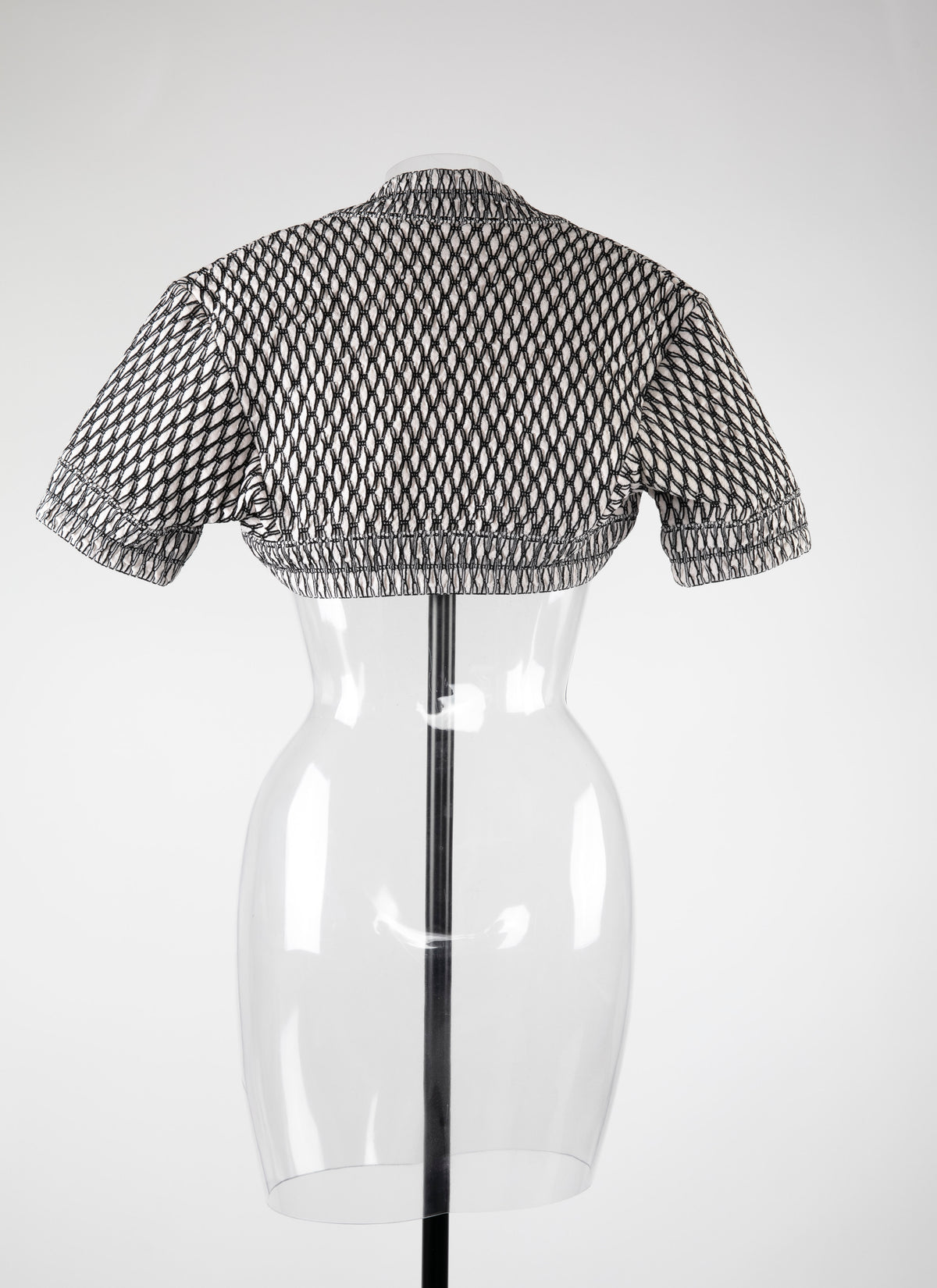 Knitted short-sleeved Rocaille bolero - Ivory & Black