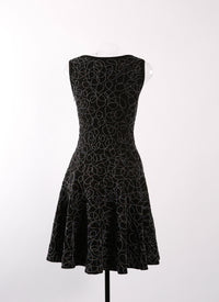 Sleeveless embroidered wool Rainbow dress - Black